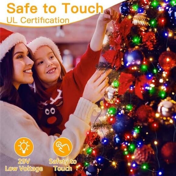 Christmas Lights 198 FT 600 LED Waterproof Plug in Christmas Lights with 8 Modes - Picture 6 of 7